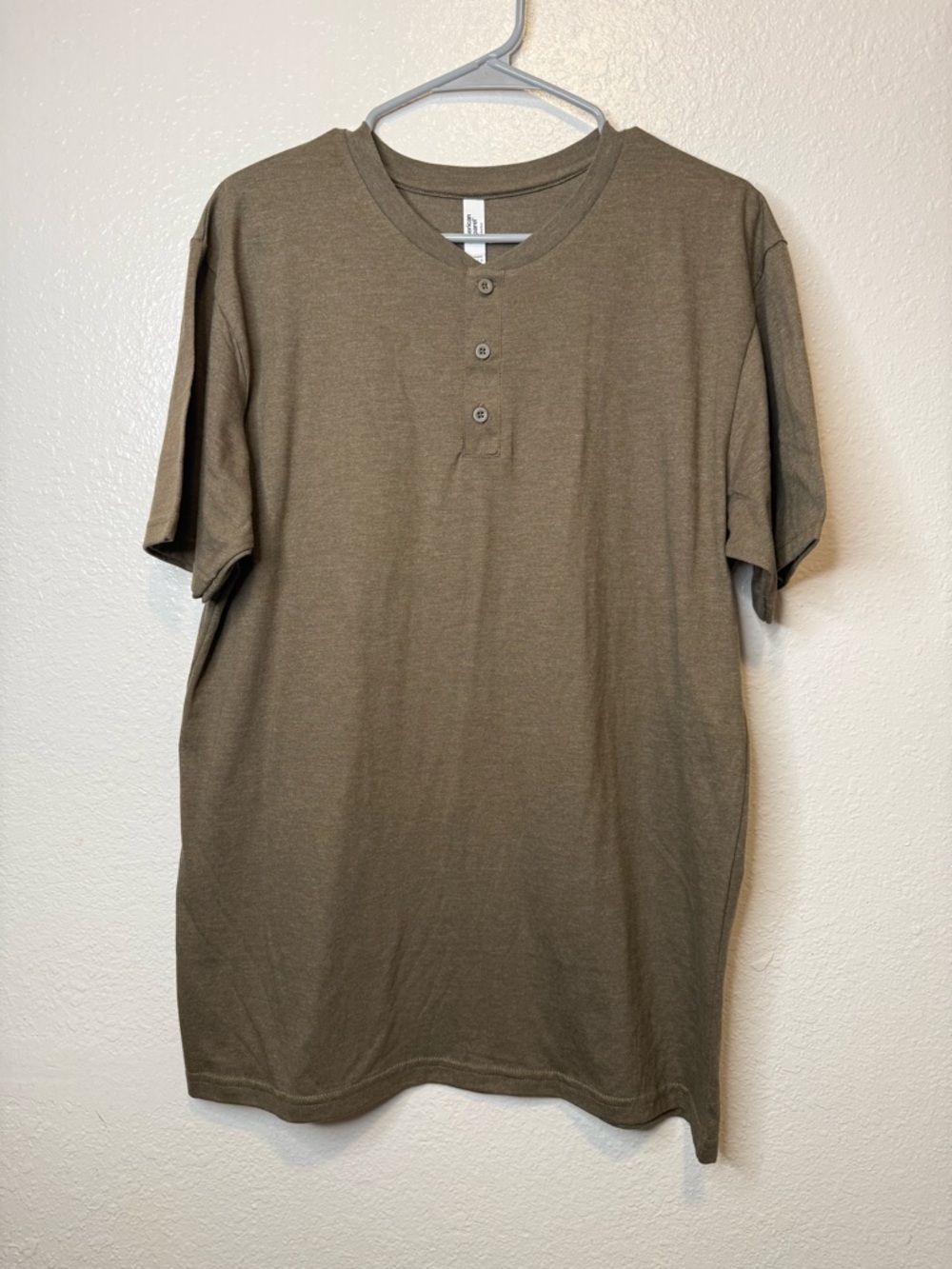 American Apparel Brown Short Sleeve Henley T-shirt Size Large Casual Daily
